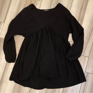 Baby doll style black fall or winter dress